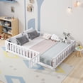 thumbnail image 1 of Leumius Full Size Floor Platform Bed Frame with Fence and Door for Kids, Montessori Floor Bed Frame with Support Slats for Toddlers White, 1 of 9