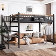 Leumius Full Size Loft Bed with Storage Stairs,Heavy Duty Metal Loft ...
