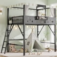 thumbnail image 1 of Leumius Full Size Loft Bed with Ladder and Storage Shelves,Metal High Loft Bed for Bedroom,Black, 1 of 14
