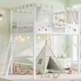 thumbnail image 1 of Leumius Full Size Loft Bed with Ladder and Storage Shelves,Metal High Loft Bed for Bedroom,White, 1 of 14