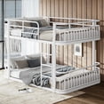 thumbnail image 1 of Leumius Full over Full Bunk Bed Frame with Ladders & Guardrails, Upgraded Round-Pipe Metal Frame, Stylish & Versatile for Any Room,White, 1 of 9