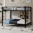 thumbnail image 1 of Leumius Full over Full Metal Bunk Bed Frame with Safety Rails & Ladders, Heavy-Duty Quiet Design for Teens and Adults,Black, 1 of 8