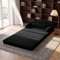 thumbnail image 1 of Leumius Futon Sofa Bed, Convertible Sofa Bed,Folding Boneless Couches,Low-Profile Boneless Couch for Living Room,15.8" H Low Seat Small 57" Foldable Floor Sleeper Mattress Lounge Space‑Saving,Black, 1 of 11