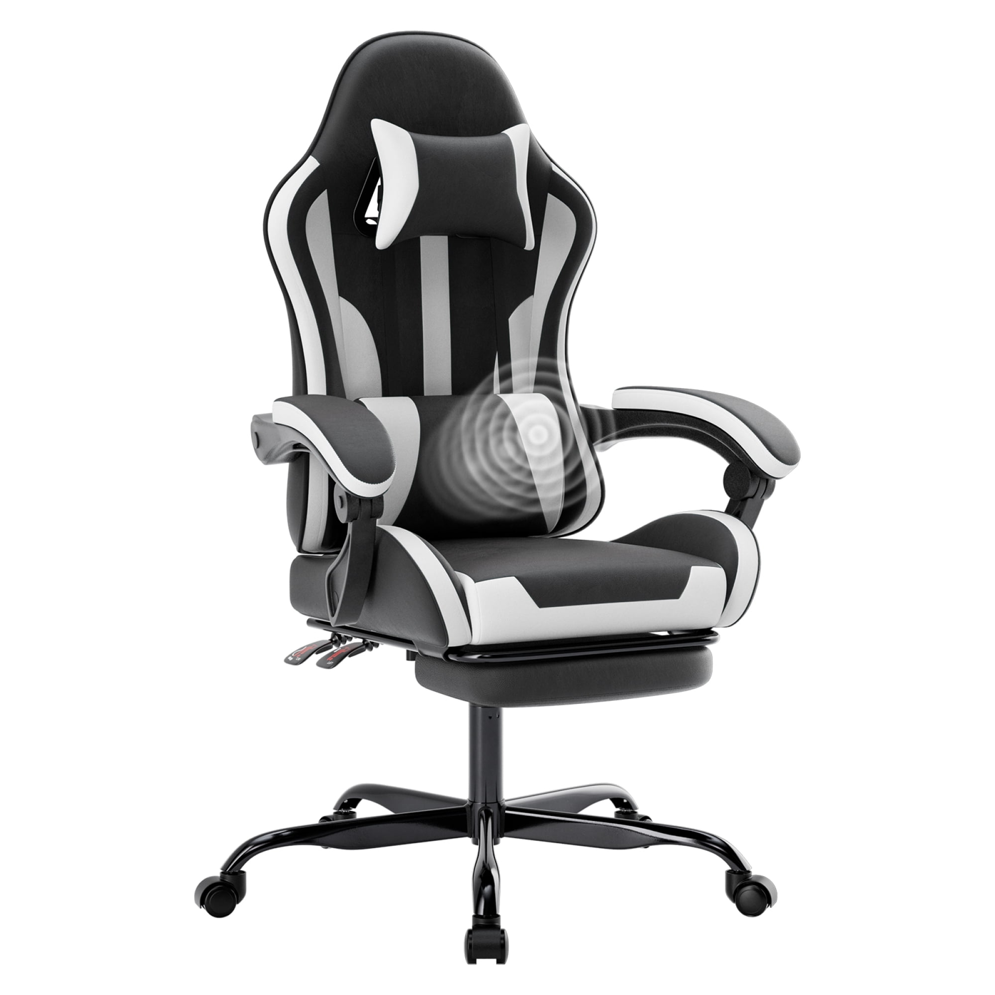 Leumius Gaming Chair,Ergonomic Office Computer Desk Chair with Footrest and Lumbar Support,360° Swivel Chairs for Office Home Gaming,Black