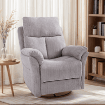Leumius Glider Recliner,Manual Swivel Rocker Recliner Chairs,Modern Linen Fabric Reclining Chairs for Living Room Bedroom,Beige