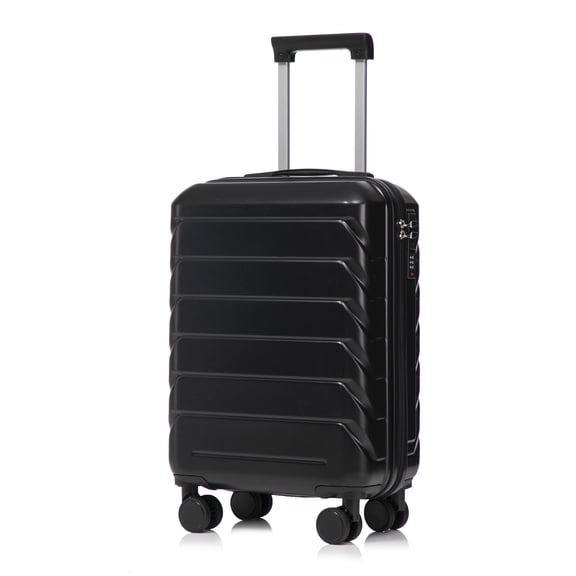 Leumius Hardside Carry on Luggage with Spinner Wheels, Hard Shell ABS Suitcase, 20-Inch Lightweight Expandable Rolling Luggage, Black