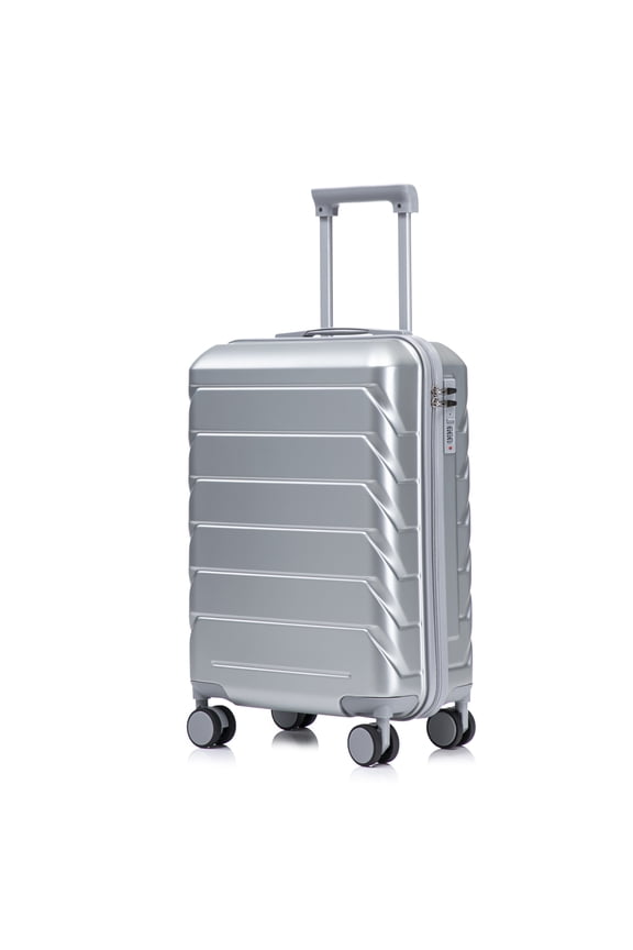 Hardside Carry on Luggage with Spinner Wheels, Hard Shell ABS Suitcase, 20-Inch Lightweight Expandable Rolling Luggage, Silver