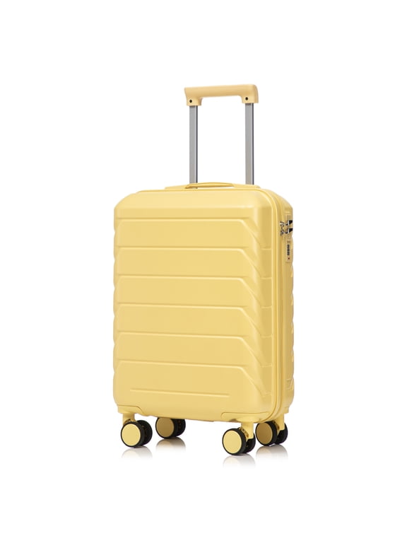 Hardside Carry on Luggage with Spinner Wheels, Hard Shell ABS Suitcase, 20-Inch Lightweight Expandable Rolling Luggage, Yellow