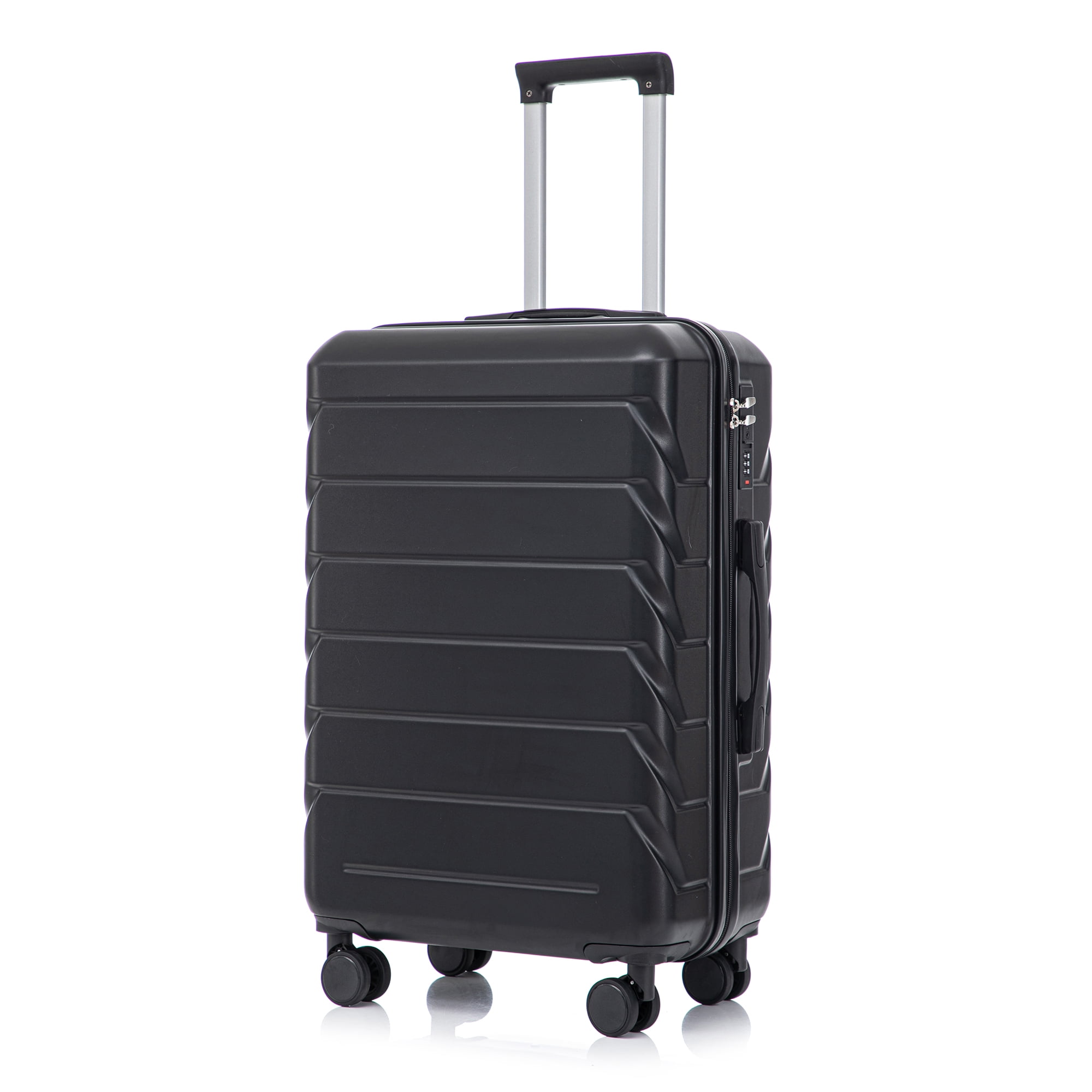 Leumius Hardside Carry on Luggage with Spinner Wheels, Hard Shell ABS Suitcase, 28-Inch Lightweight Expandable Rolling Luggage, Black