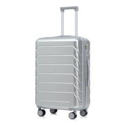 Leumius Hardside Carry on Luggage with Spinner Wheels, Hard Shell ABS Suitcase, 28-Inch Lightweight Expandable Rolling Luggage, Silver