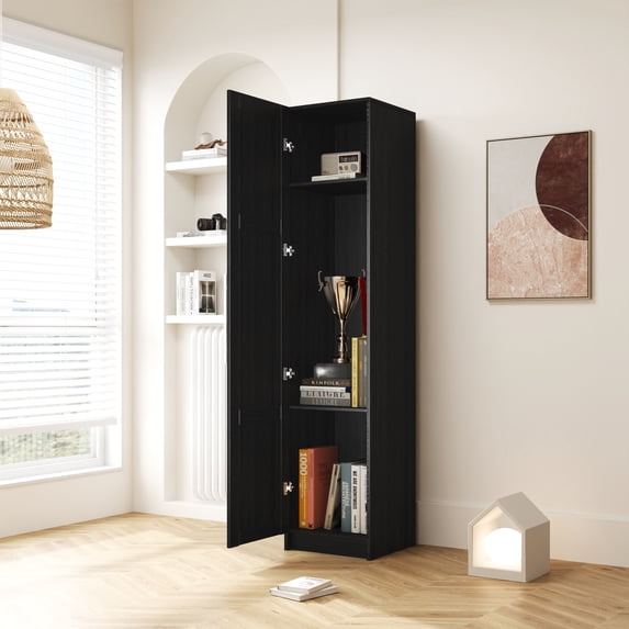 Leumius Kitchen Pantry Cabinet,Wall Mounted Storage Cabinet,Freestanding Storage Cabinet for Kitchen,Dining Room,Bathroom,Living Room,Black