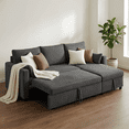 thumbnail image 1 of Leumius L Shaped Corduroy Sectional Sofa, 3 Seater Convertible Sofa Bed with Pull Out Bed & Storage Chaise, Sleeper Sofa Couch Bed for Small Living Room, Apartment, Office,Dark Gray, 1 of 13
