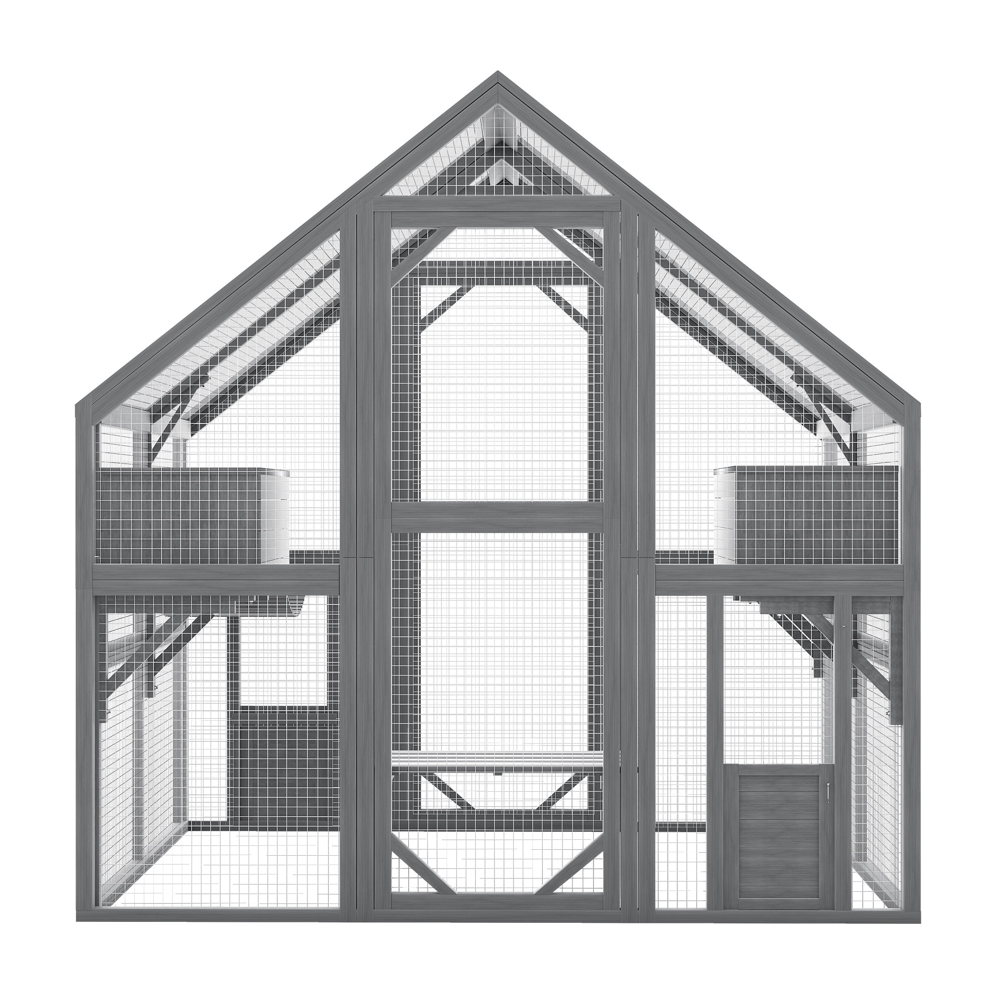 Leumius Large Outdoor Cat Enclosure for Multiple Cats with 2 Platforms, 2 Resting Box and 1 Bridges, Wooden Feral Cats Shelter with Waterproof and UV Proof Canopy for Patio Yard Graden