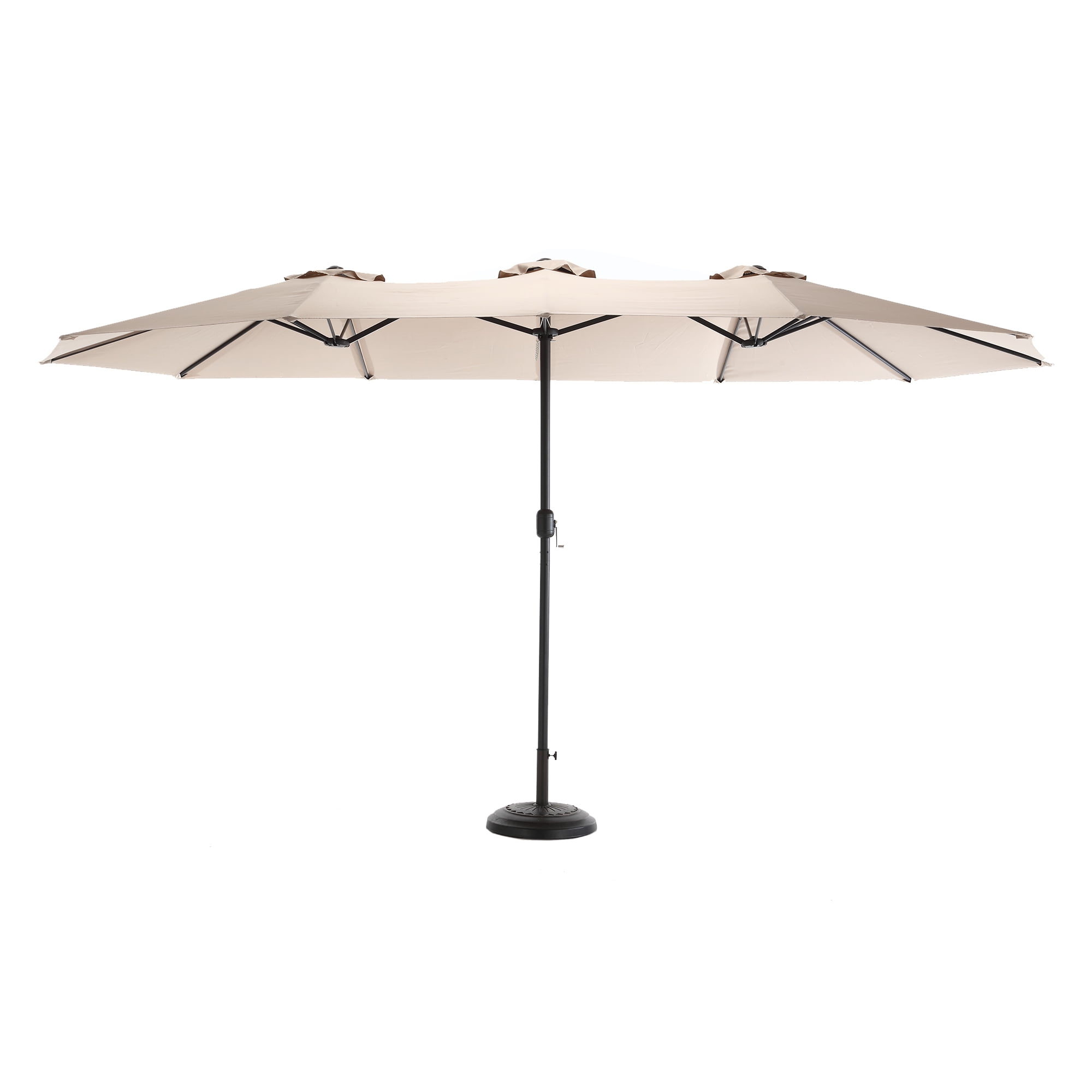 Leumius Large Patio Umbrella,Outdoor Double-Sided Rectangle Big Market Umbrella with Crank Stand,Outside Umbrellas for Poolside Lawn Backyard,Khaki(No Base)
