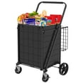 thumbnail image 1 of Leumius Large Shopping Cart,Utility Foldable Shopping Cart with Double Basket and 360° Rolling Swivel Wheels for Shopping,Laundry,Travel,Black, 1 of 7