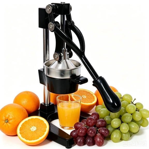 Leumius Manual Citrus Juicer,Extra-Large Countertop Squeezer, Easy Juicing, Easy Clean Stainless Steel & Cast Iron,Non-Slip Base,Black