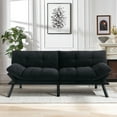 thumbnail image 1 of Leumius Memory Foam Futon Sofa Bed, Upholstered Velvet Folding Sofa Couch for Living Room, Black, 1 of 6