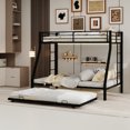 thumbnail image 1 of Leumius Metal Twin over Full Bunk Bed with Trundle, Space Saving Bunk Bed Frame with Ladder and Guardrails for Dorm, Apartment,Black, 1 of 8