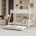 thumbnail image 1 of Leumius Metal Twin over Full Bunk Bed with Trundle, Space Saving Bunk Bed Frame with Ladder and Guardrails for Dorm, Apartment,White, 1 of 8