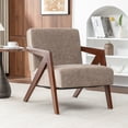 thumbnail image 1 of Leumius Mid Century Modern Accent Chair,Upholstered Reading Armchair with Solid Wood Frame,Accent Chair for Living Room Bedroom Apartment, Easy Assembly,Light Coffee, 1 of 12