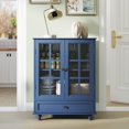 thumbnail image 1 of Leumius Minimalist Blue Buffet Cabinet with Double Glass Doors and Drawer, Modern Wooden Storage Sideboard Cupboard for Living room Dining Room Hallway Entryway, 1 of 9