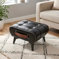 thumbnail image 1 of Leumius Modern Leather Stool with Hidden Storage,Portable Handles & Metal Legs,Square Footrest for Living Room,Black, 1 of 8