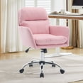 thumbnail image 1 of Leumius Office Chair with Black Base & Adjustable In Height,PU Leather Chair for Office Bedroom Dressing Table Pink, 1 of 9