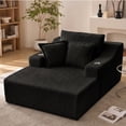 thumbnail image 1 of Leumius Oversized Chaise Lounge Chair Indoor,67'' Faux Fur Upholstered Boneless Sofa Bed,Deep Seat Sleeper Cloud Sofa with Cup Holders & 3 Pillows for Living Room, No Assembly Required,Black, 1 of 12