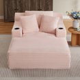 thumbnail image 1 of Leumius Oversized Chaise Lounge Chair Indoor,Cloud Plush Corduroy Upholstered Sofa Bed with Cupholders,Deep Seat Boneless Sofa with Pillows for Living Room Bedroom, No Assembly Required,Pink, 1 of 9