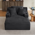 thumbnail image 1 of Leumius Oversized Chaise Lounge Chair Indoor,Cloud Plush Corduroy Upholstered Sofa Bed with Cupholders,Deep Seat Boneless Sofa with Pillows for Living Room Bedroom, No Assembly Required,Dark Gray, 1 of 9