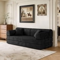 thumbnail image 1 of Leumius Oversized Corduroy Futon Sofa Bed Couch,78" Convertible Folding Mattress Couch with Fixed-Shape Frame,Floor Sofa Lounge Couch for Small Spaces,Apartments,Living Rooms,Black, 1 of 8