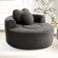 thumbnail image 1 of Leumius Oversized Round Chair Lounge Chaise Indoor,Upholstered Round Sofa Bed with Memory Foam,Comfy Cloud Circle Chair with Deep Seat for Living Room Bedroom,No Assembly Required,Black+ Gray, 1 of 10