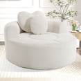 thumbnail image 1 of Leumius Oversized Round Chair Lounge Chaise Indoor,Upholstered Round Sofa Bed with Memory Foam,Comfy Cloud Circle Chair with Deep Seat for Living Room Bedroom,No Assembly Required,Beige, 1 of 11