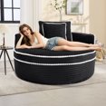 thumbnail image 1 of Leumius Oversized Round Chaise Lounge Chair Indoor, Upholstered Sofa Bed With Deep Seat and Cupholders,Cozy Boneless Chaise with High Density Memory Foam for Living Room,No Assembly,Black, 1 of 10