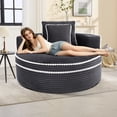 thumbnail image 1 of Leumius Oversized Round Chaise Lounge Chair Indoor, Upholstered Sofa Bed With Deep Seat and Cupholders,Cozy Boneless Chaise with High Density Memory Foam for Living Room,No Assembly,Dark Gray, 1 of 12