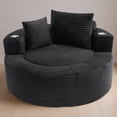 thumbnail image 1 of Leumius Oversized Round Chaise Lounge Sofa,Upholstered Lounge Chair with 2 Pillows and Cupholders,Boneless Sofa Couch with Memory Foam,Deep Seat Sleeper Chair for Living Room,No Assembly,Black, 1 of 8