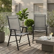 Leumius Patio Chairs Set of 2,Outdoor Stackable Dining Chairs for All Weather, Breathable Garden Outdoor Furniture for Deck,Garden,Gray