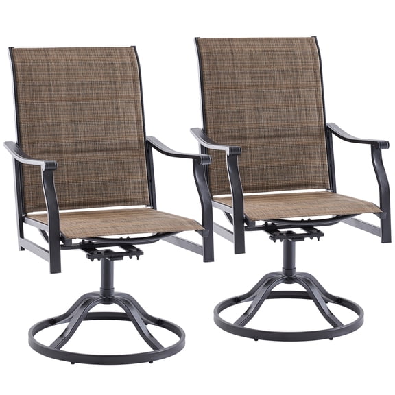 Leumius Patio Swivel Chairs Set of 2,Outdoor Dining Chairs High Back All Weather Breathable Textilene Outdoor Swivel Chairs for Patio,Backyard,Balcony,Brown 02