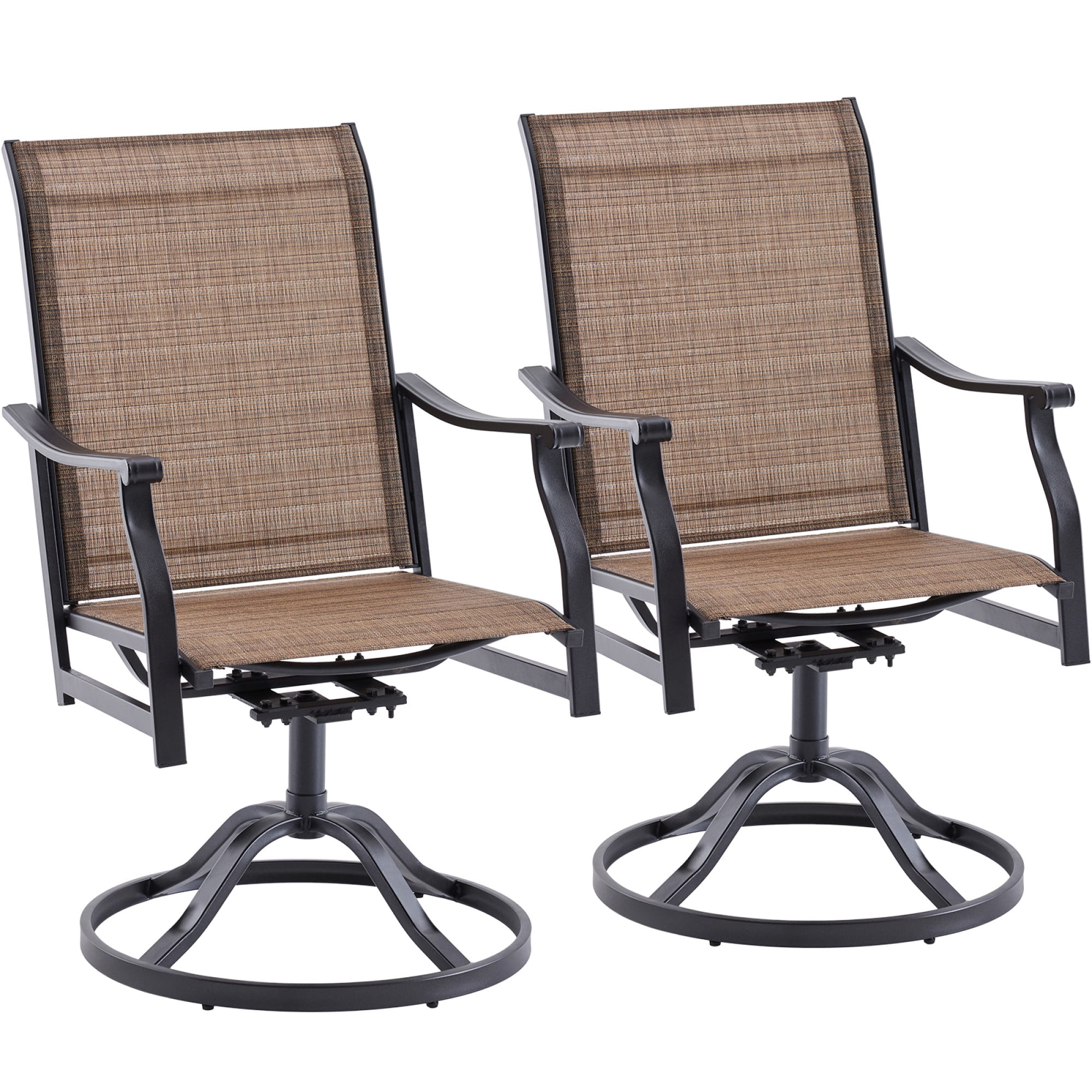 Leumius Patio Swivel Chairs Set of 2,Outdoor Dining Chairs High Back All Weather Breathable Textilene Outdoor Swivel Chairs for Patio,Backyard,Balcony,Brown