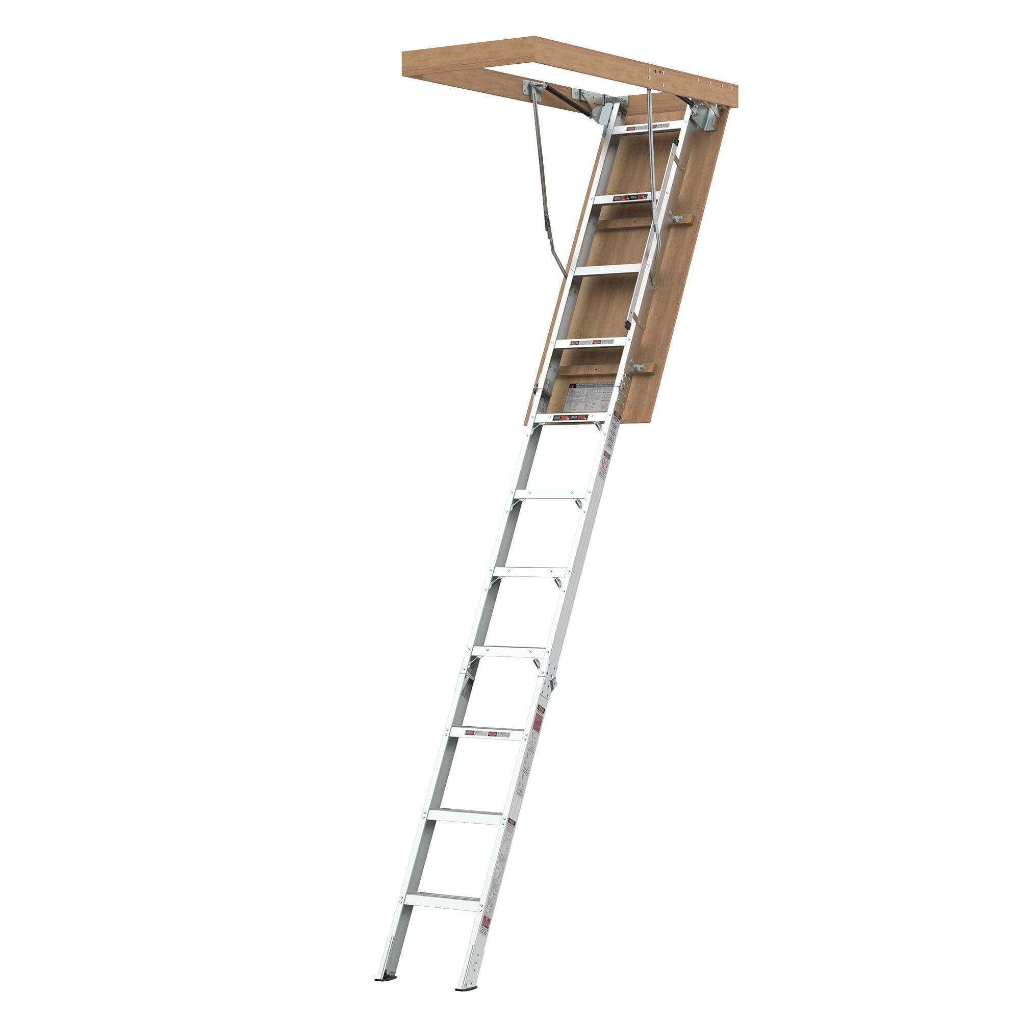Leumius Pull-Down Aluminum Attic Ladder with Custom Fit Insulation Cover, 25 x 54 Inch Attic Stair Opening, Aluminum Foil Insulated, Zippered Combo Set