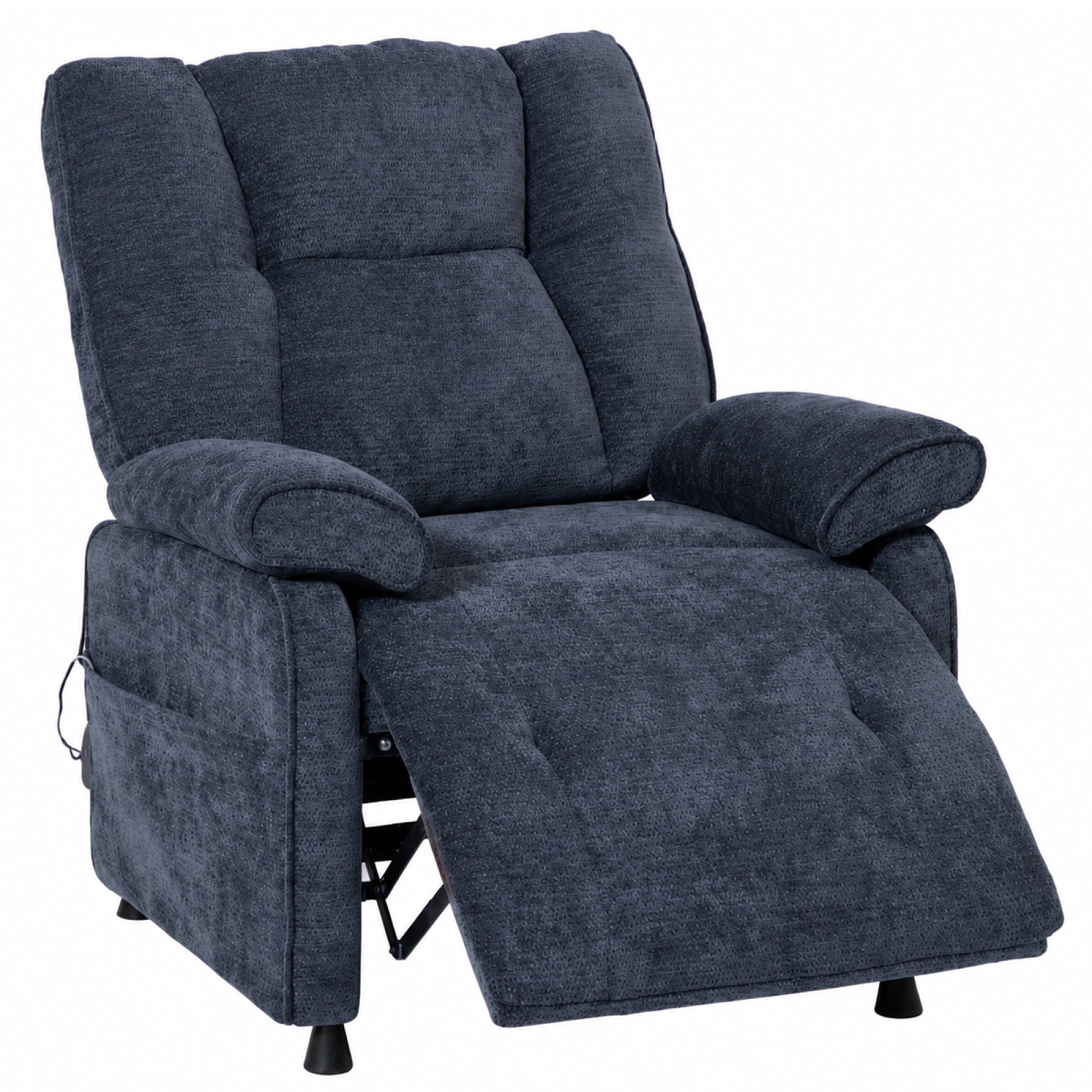 Leumius Recliner Chair, Ergonomic Tufted Cushion Single Recliner with Chenille Fabric, Side Storage Pocket, Anti-Slip Wooden Legs, 300lbs Capacity for Living Room Bedroom Gaming Lounge,Blue