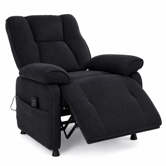 Leumius Recliner Chair, Ergonomic Tufted Cushion Single Recliner with Chenille Fabric, Side Storage Pocket, Anti-Slip Wooden Legs, 300lbs Capacity for Living Room Bedroom Gaming Lounge,Dark Gray