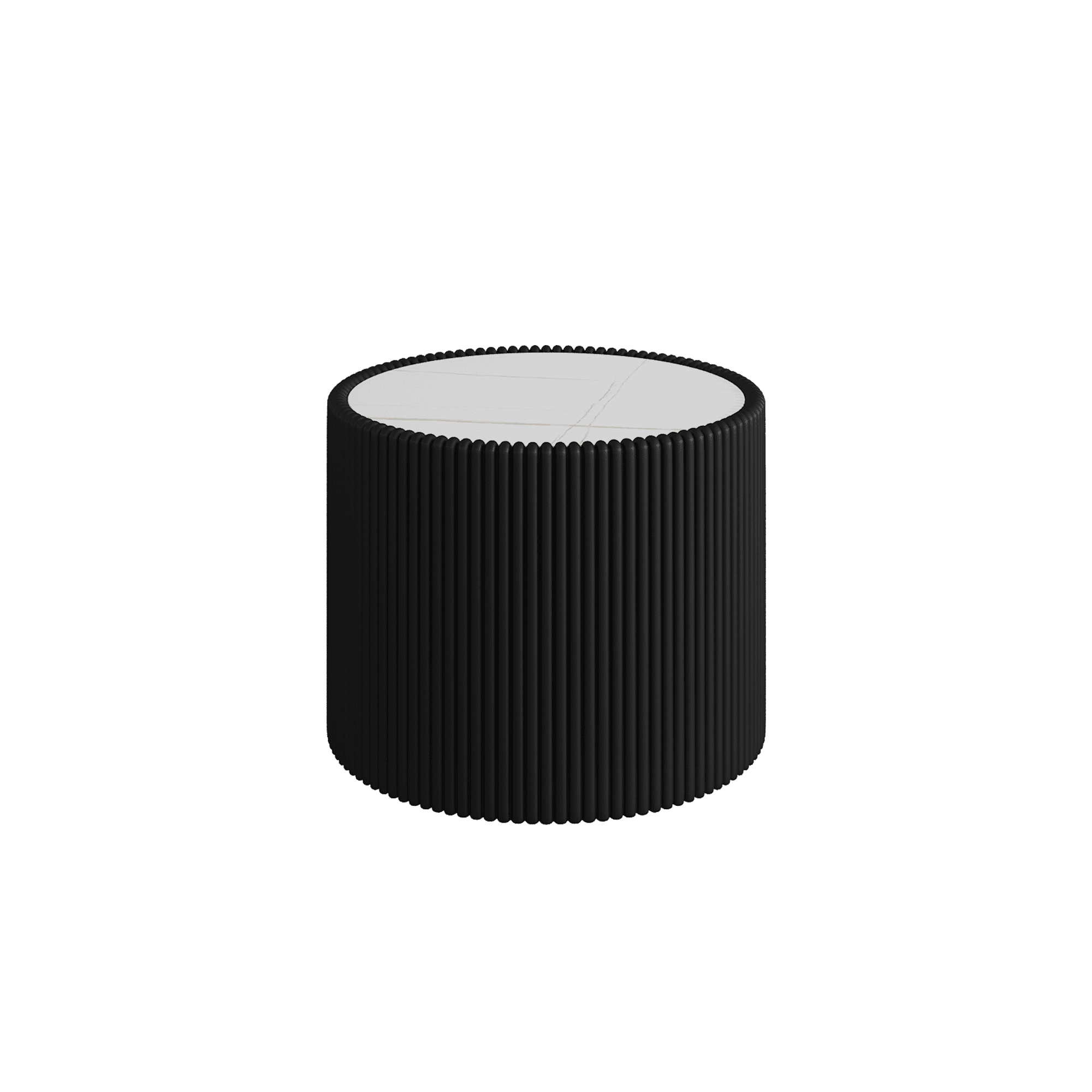 Leumius Round Coffee Table,Cylinder Shape Leather Coffee Modern Sofa Table for Living Room, Bedroom and Outdoor Home Decor Black Small
