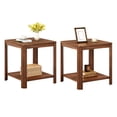 thumbnail image 1 of Leumius Side Tables Set of 2,Small End Table Nightstand with Shelf,2-Tier Boho Side Table for Living Room,Bedroom,Walnut, 1 of 2