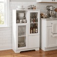 thumbnail image 1 of Leumius Sideboard Cabinet with Storage,Buffet Cabinet with Glass Doors & Drawer,Open Storage Cabinet for Living room,White, 1 of 8