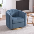 thumbnail image 1 of Leumius Swivel Barrel Chair with Solid Wood Base, Comfy Channel Tufted Accent Round Armchair, Single Club Sofa for Living Room Bedroom Reading Nook Corner Apartment, Blue, 1 of 9