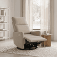 thumbnail image 1 of Leumius Swivel Recliner Chair,270° Swivel Rocker Chair for Adults,Small Rocking Recliner for Small Spaces, Upholstered Fabric Glider Recliner Nursery,Living Room Chair,Theater SeatingBrown, 1 of 26