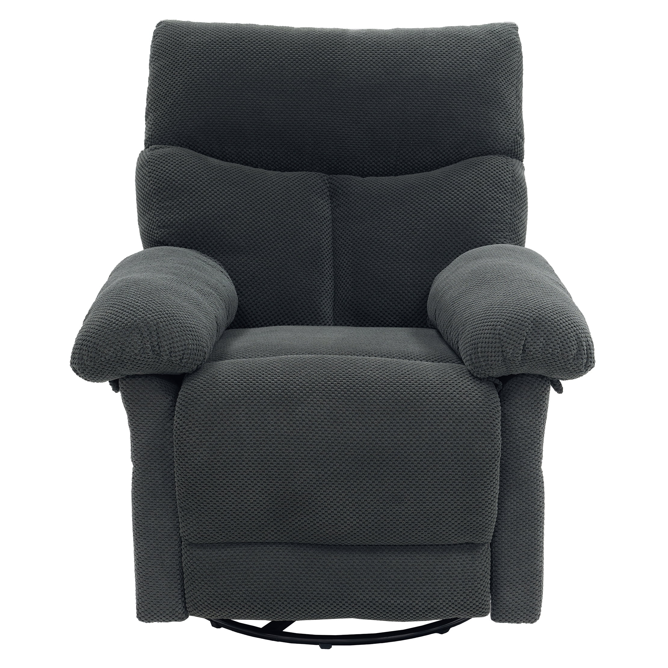 Leumius Swivel Rocker Recliner for Adults,360° Upholstered Glider Recliner Rocking Chair for Nursery,Manual Recliner Chair for Living Room, Bedroom,Dark Gray