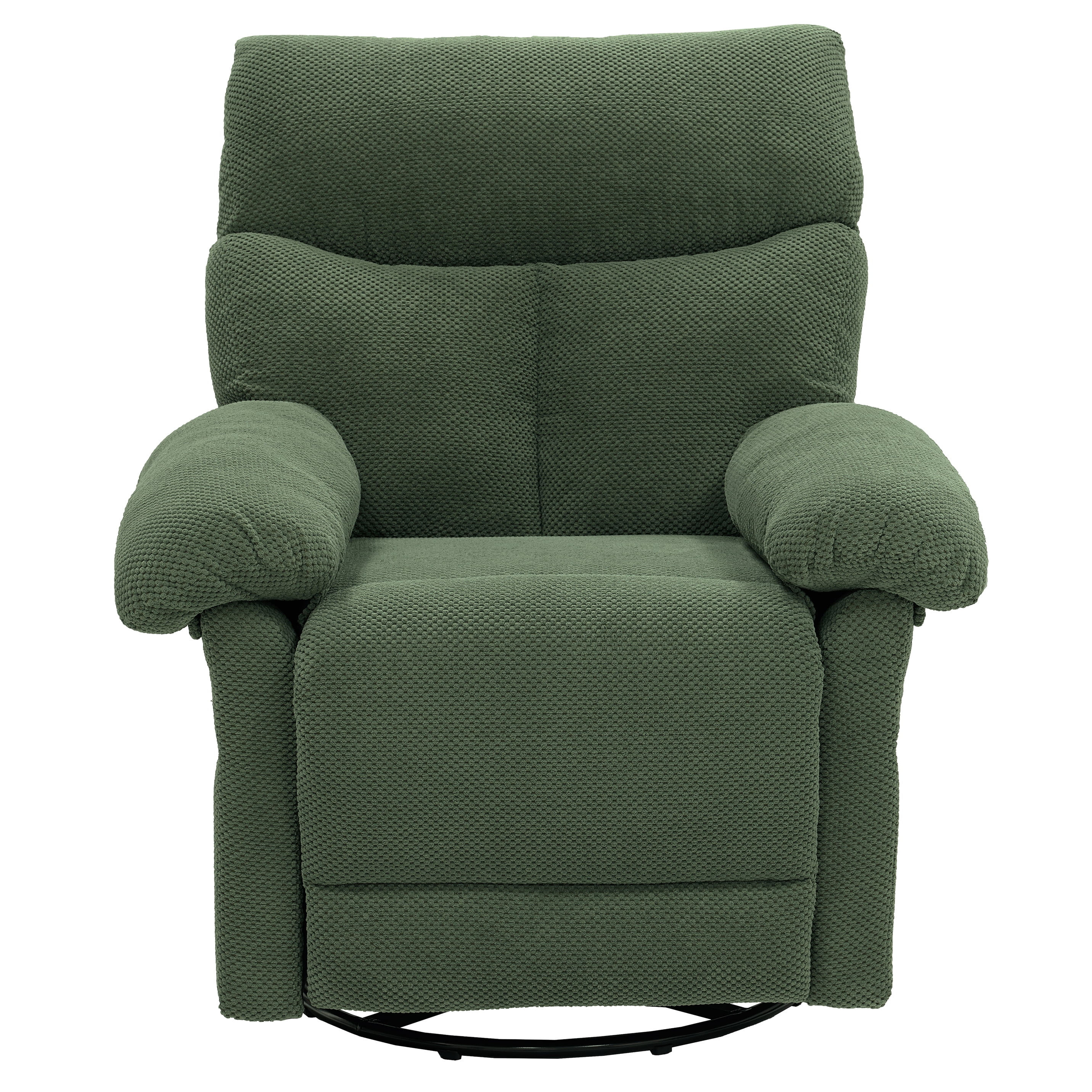 Leumius Swivel Rocker Recliner for Adults,360° Upholstered Glider Recliner Rocking Chair for Nursery,Manual Recliner Chair for Living Room, Bedroom,Dark Green