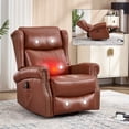 thumbnail image 1 of Leumius Swivel Rocker Recliner Chair with Vibration Massage and Lumbar Heating,Ergonomic Lounge Chair with Rocking Function,Rivet Design,Red, 1 of 11